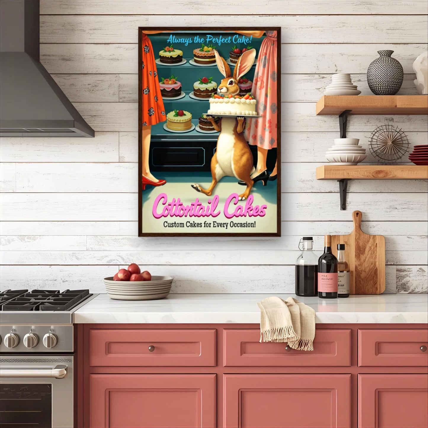 Cottontail Rabbit Bakery 1950s Kitchen Print