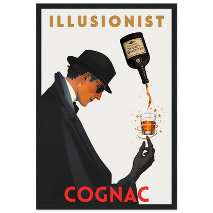 Vintage Illusionist Cognac Cocktail Bar Poster Print 30x45 cm 12x18″ Classic Matte Paper Wooden Framed Poster Black Wood Frame