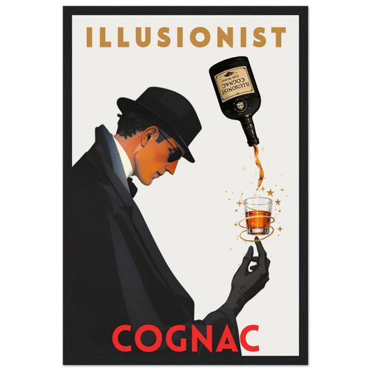 Vintage Cognac Cocktail Bar Poster Print 30x45 cm 12x18″ Classic Matte Paper Wooden Framed Poster Black Wood Frame