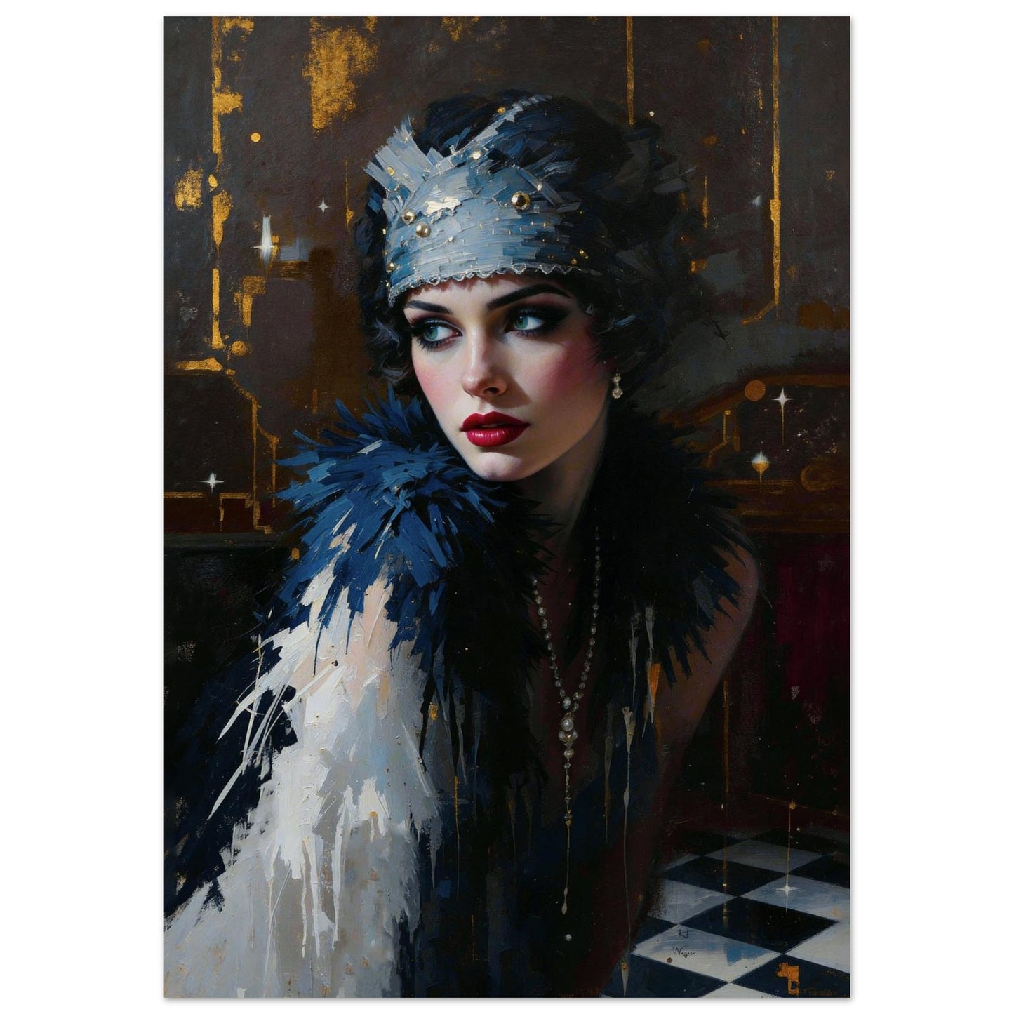 1920s Gatsby Flapper Painting Art Print - Speakeasy Prohibition Wall Decor 28x40″ Classic Matte Poster