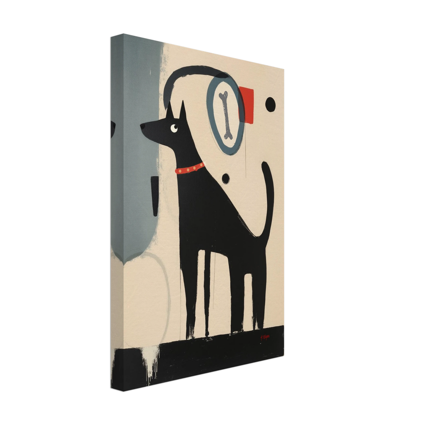 Quirky Modern Dog Art Print 30x45 cm 12x18″ Gallery Wrapped Canvas No Frame