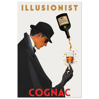 Vintage Illusionist Cognac Cocktail Bar Poster Print 30x45 cm 12x18″ Premium Matte Paper Poster No Frame