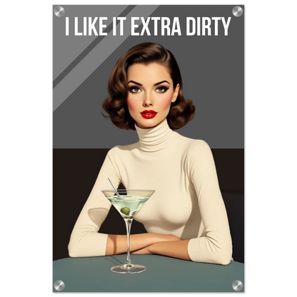 Extra Dirty Martini Cocktail Bar Art Print No Frame Sleek Acrylic Print 40x60 cm 16x24″