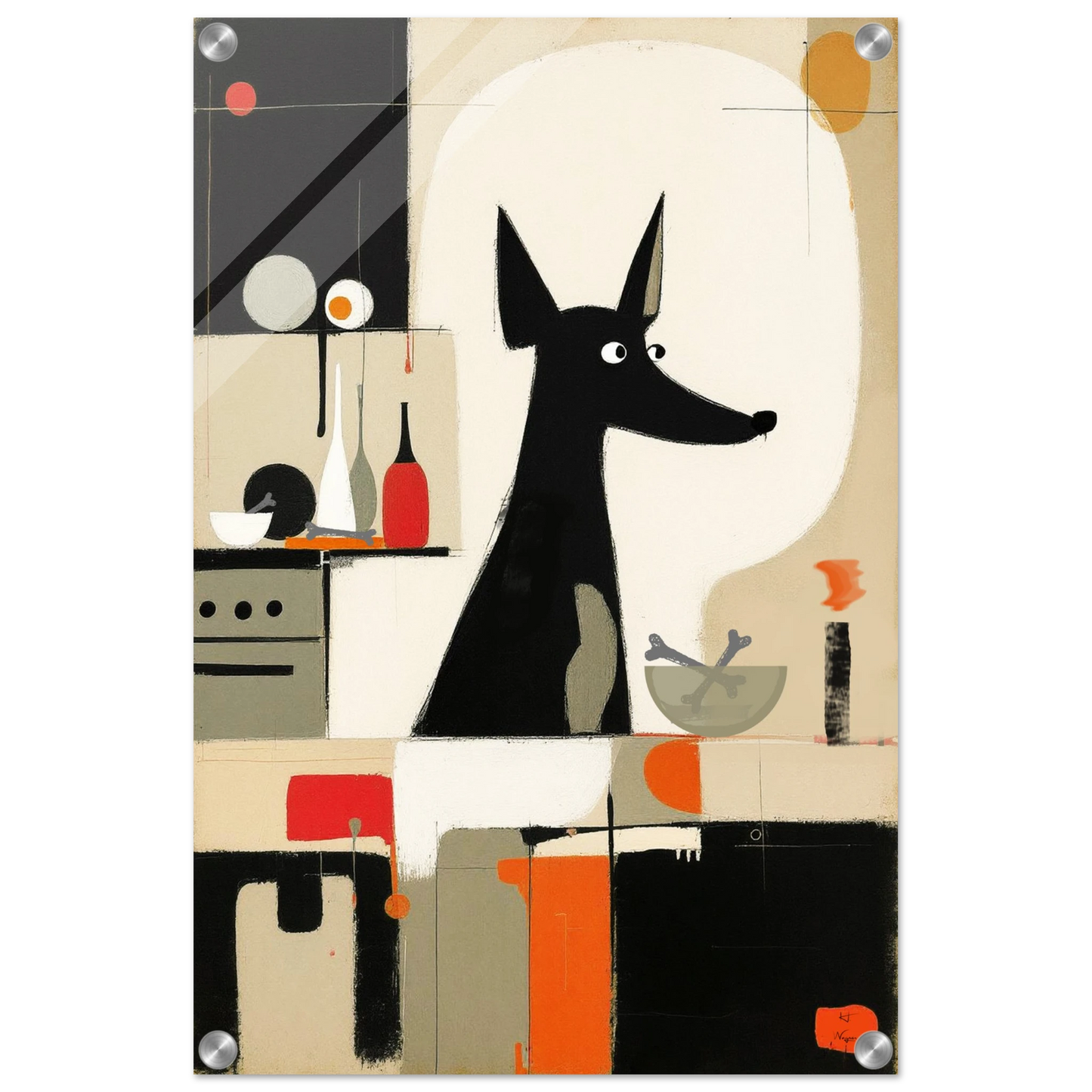 Modern Quirky Abstract Dog Art Print No Frame 40x60 cm 16x24″ Sleek Acrylic Print