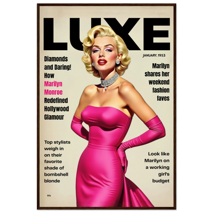Marilyn Monroe Old Hollywood Art Print Dark Brown Wood Frame 60x90 cm 24x36″ Premium Semi-Glossy Paper Wooden Framed Poster