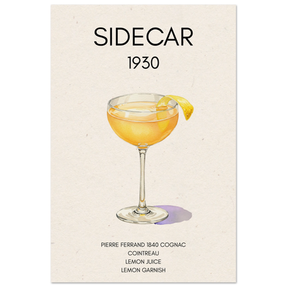 Classic Sidecar Cocktail Bar Art Print No Frame 40x60 cm 16x24″ Museum-Quality Matte Paper Poster