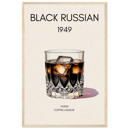 Black Russian Cocktail Bar Art Print Light Wood Frame 40x60 cm 16x24″ Museum-Quality Matte Paper Wooden Framed Poster