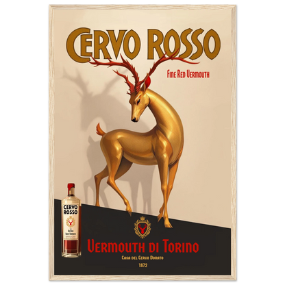 Art Deco Golden Deer Cocktail Bar Poster Print 40x60 cm 16x24″ Premium Matte Paper Wooden Framed Poster Light Wood Frame