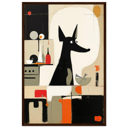 Modern Quirky Dog Lover Art Print Dark Brown Wood Frame 40x60 cm 16x24″ Premium Matte Paper Wooden Framed Poster