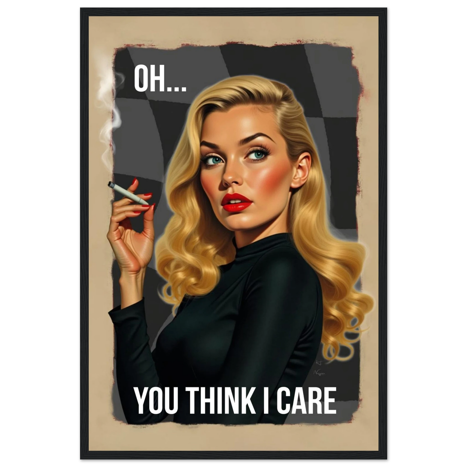 Retro Blonde Bombshell 1960s Funny Quote Art Print Black Wood Frame 40x60 cm 16x24″ Premium Matte Paper Wooden Framed Poster