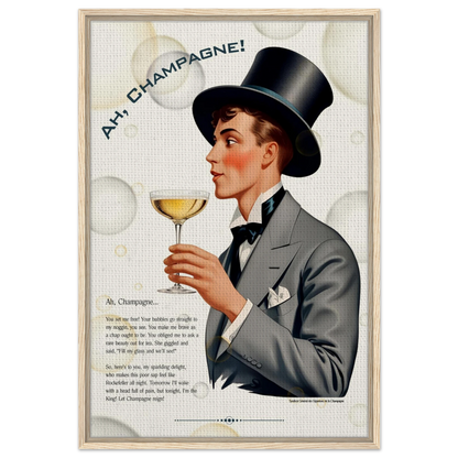 Art Deco Champagne Funny Poem Art Print 20x30 cm 8x12″ Framed Canvas Black frame
