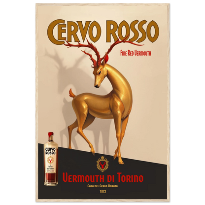 Art Deco Golden Deer Cocktail Bar Poster Print 60x90 cm 24x36″ Premium Matte Paper Wooden Framed Poster Light Wood Frame