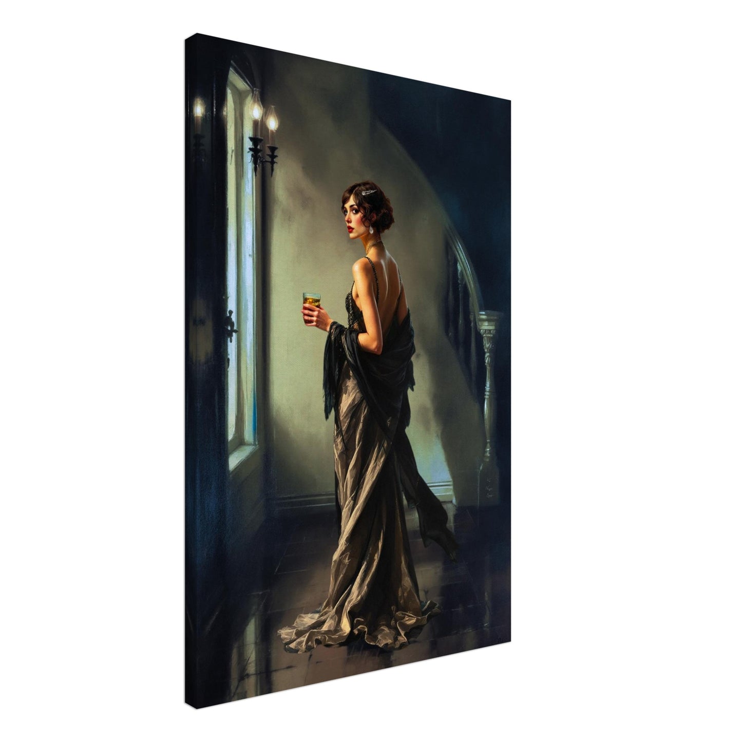 Art Deco Flapper Speakeasy Fine Art Print No Frame 60x90 cm 24x36″ Gallery Wrapped Canvas