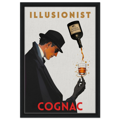 Vintage Illusionist Cognac Cocktail Bar Poster Print 40x60 cm 16x24″ Framed Canvas Black Wood Frame