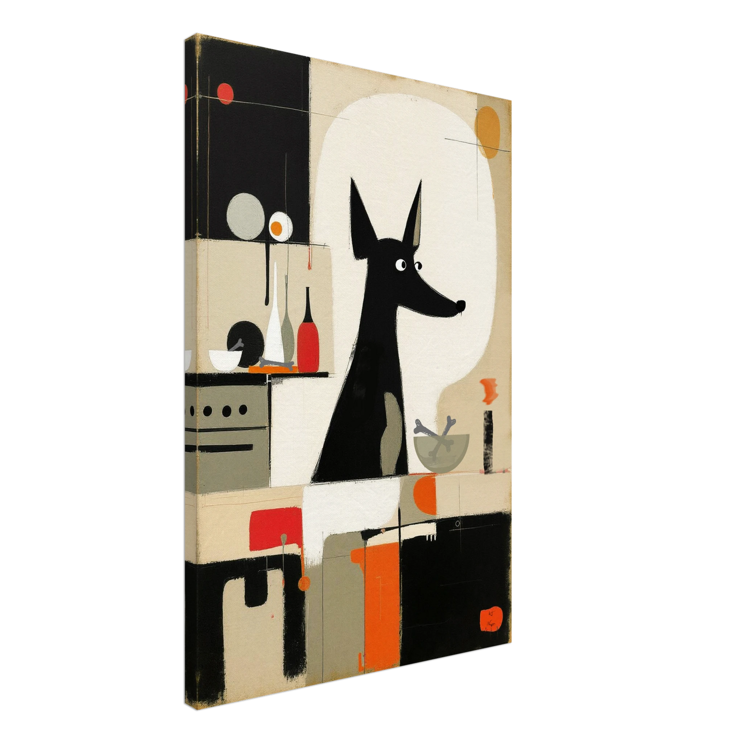 Modern Quirky Abstract Dog Art Print No Frame 60x90 cm 24x36″ Gallery Wrapped Canvas