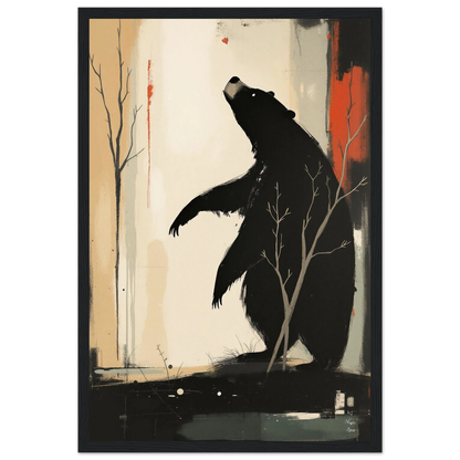 Abstract Bear Wildlife Art Print 30x45 cm 12x18″ Classic Matte Paper Wooden Framed Poster Black Wood Frame