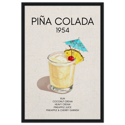 Pina Colada Cocktail Bar Poster Print Black Wood Frame 60x90 cm 24x36″ Framed Canvas