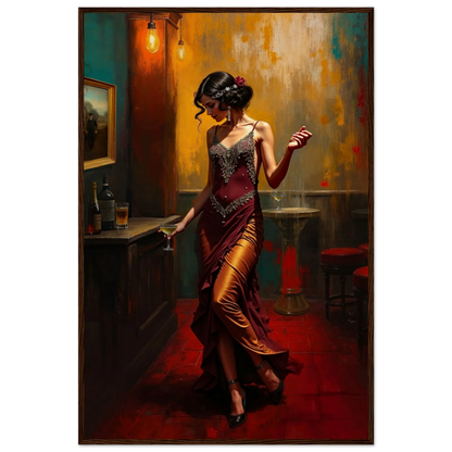 Speakeasy Flapper Art Prohibition Print 60x90 cm 24x36″ Museum-Quality Matte Paper Wooden Framed Poster Dark Brown Wood Frame