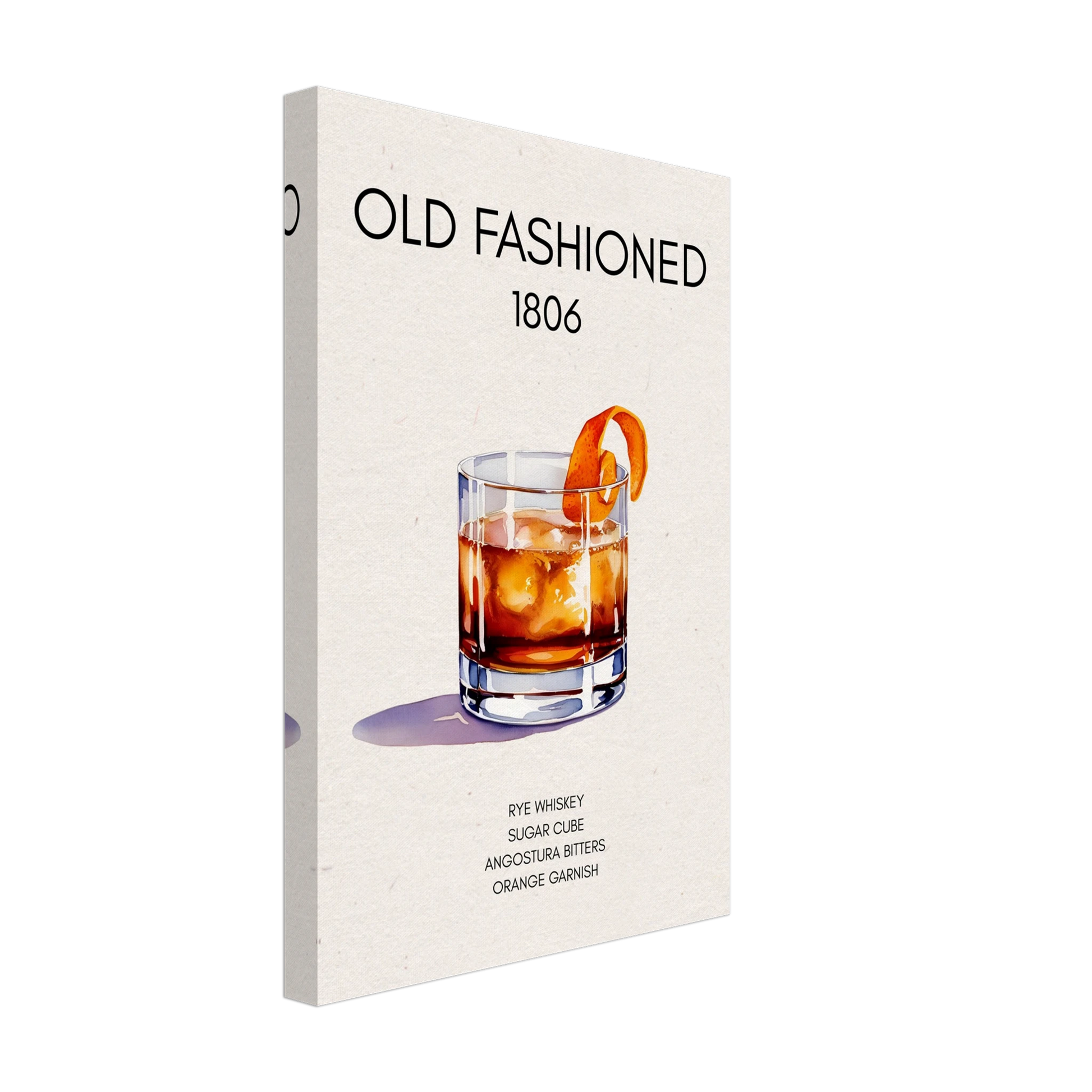 Classic Old Fashioned Cocktail Bar Art Print No Frame 30x45 cm 12x18″ Gallery Wrapped Canvas