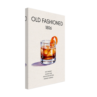 Classic Old Fashioned Cocktail Bar Art Print No Frame 30x45 cm 12x18″ Gallery Wrapped Canvas