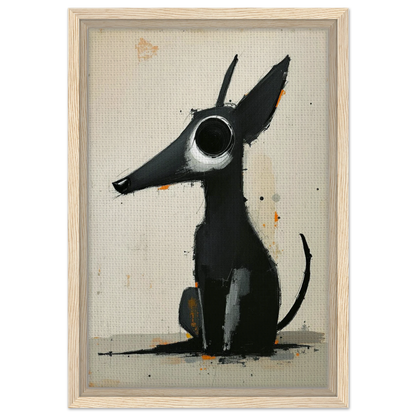 Big Eyed Abstract Dog Fine Art Print Light Wood Frame 30x45 cm 12x18″ Framed Canvas