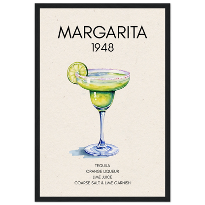 Margarita Cocktail Bar Art Print Black Wood Frame 30x45 cm 12x18″ Museum-Quality Matte Paper Wooden Framed Poster