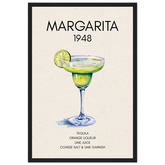 Margarita Cocktail Bar Poster Print Black Wood Frame 30x45 cm 12x18″ Museum-Quality Matte Paper Wooden Framed Poster