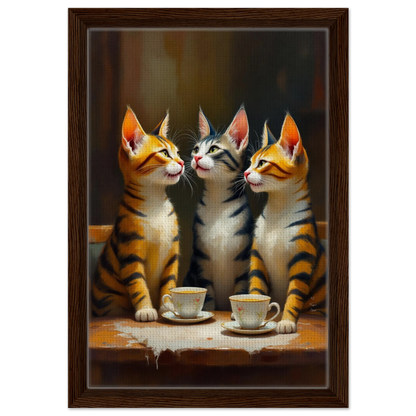 Tabby Cat Vintage Kitchen Art Print 30x45 cm 12x18″ Framed Canvas Dark Brown Wood Frame