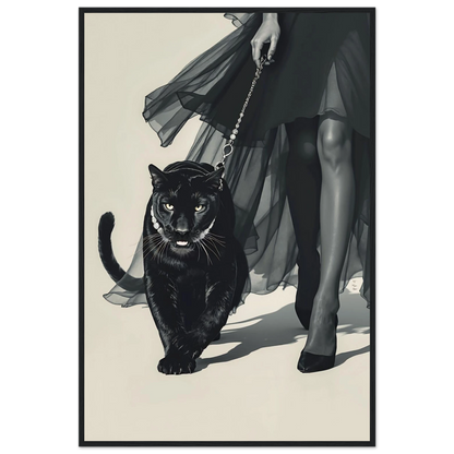 Retro Fashion Model Panther Art Print Black Wood Frame 60x90 cm 24x36″ Premium Matte Paper Wooden Framed Poster
