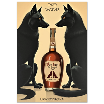 Two Wolves Italian Cocktail Bar Art Print 70x100 cm 28x40″ Premium Matte Paper Poster No Frame
