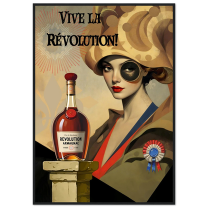Vintage French Revolution Cognac Art Print Black Wood Frame 70x100 cm 28x40″ Premium Matte Paper Wooden Framed Poster