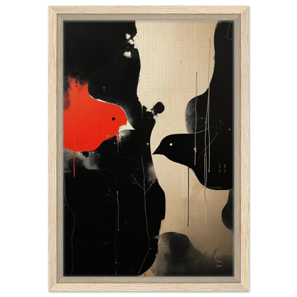 Abstract Bird Minimalist Fine Art Print 30x45 cm 12x18″ Framed Canvas Light Wood Frame