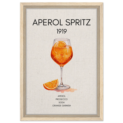 Aperol Spritz Cocktail Bar Poster Print Light Wood Frame 30x45 cm 12x18″ Framed Canvas