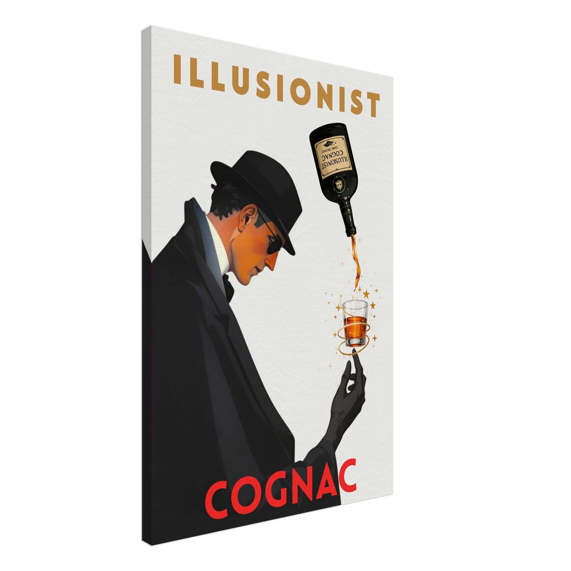Vintage Illusionist Cognac Cocktail Bar Poster Print 60x90 cm 24x36″ Gallery Wrapped Canvas No Frame