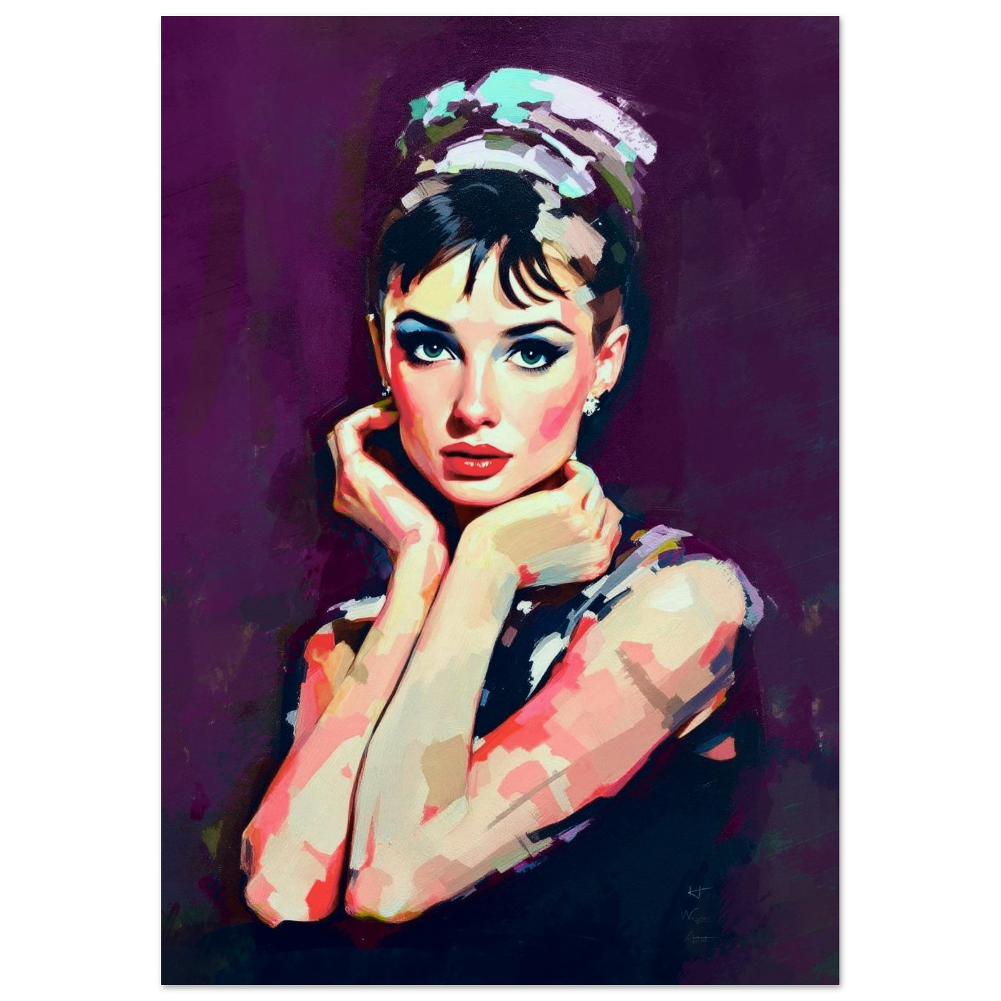Audrey Hepburn Painting Art Print 70x100 cm 28x40″ Museum-Quality Matte Poster No Frame