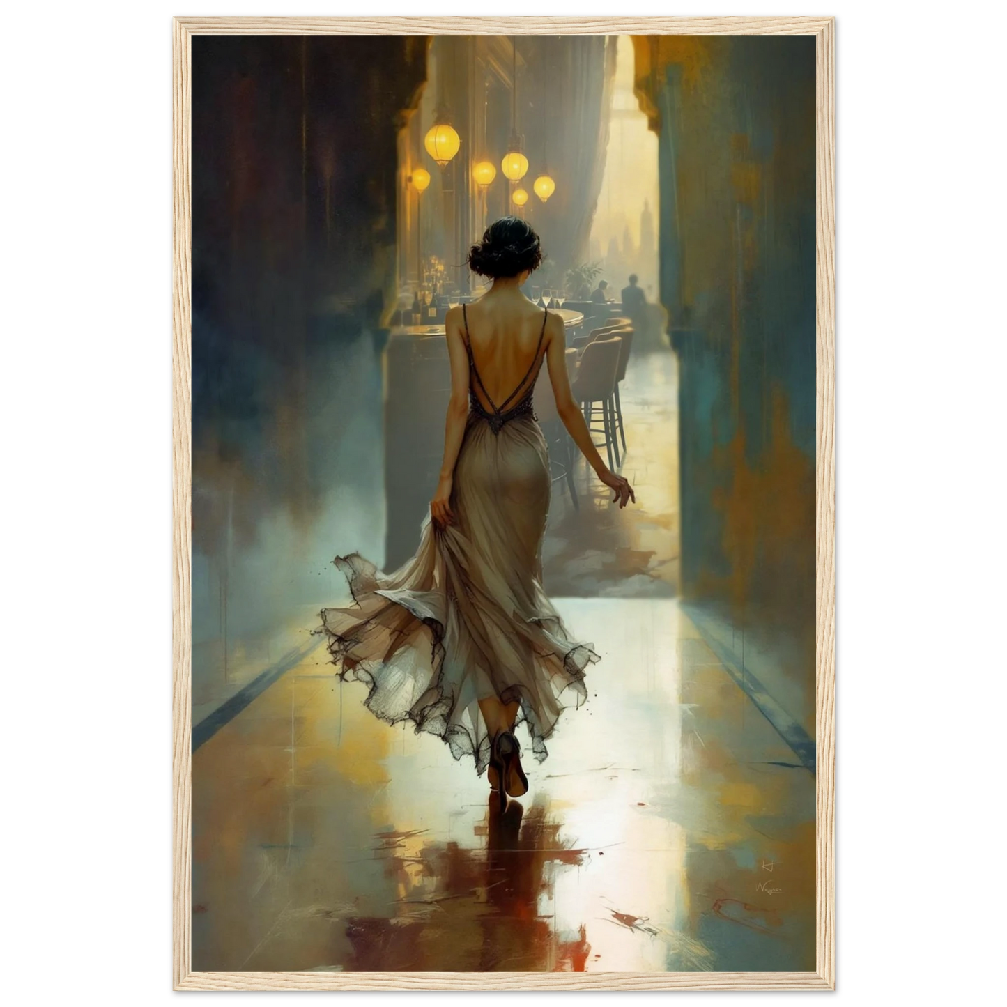 1920s Speakeasy Art Deco Print Light Wood Frame 40x60 cm 16x24″ Museum-Quality Matte Paper Wooden Framed Poster