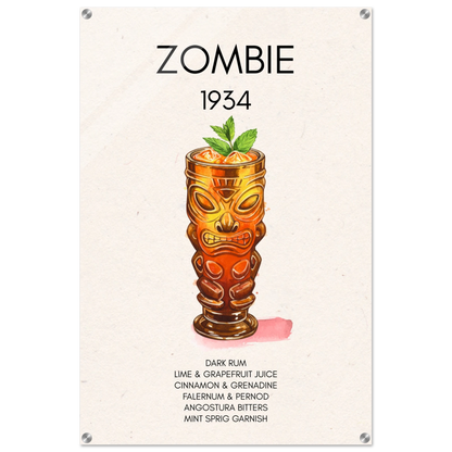 Zombie Tiki Cocktail Bar Art Print No Frame 60x90 cm 24x36″ Sleek Acrylic Print