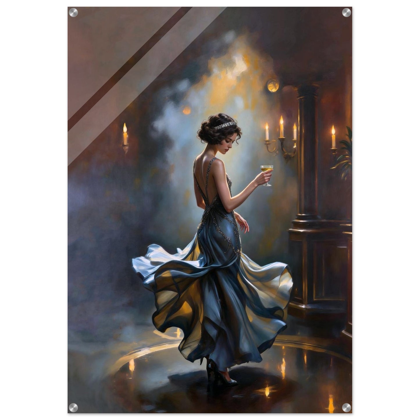 1920s Speakeasy Dancing Flapper Art Deco Print 28x40″ Sleek Acrylic Print