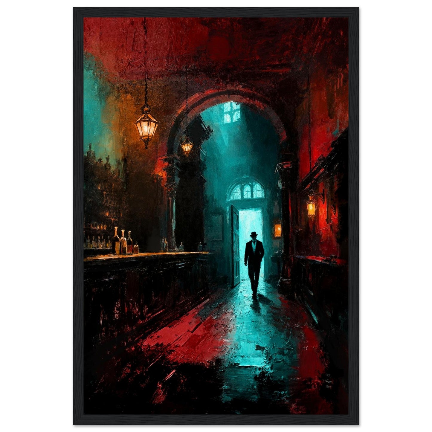 Speakeasy 1920s Bar Art Poster Print 30x45 cm 12x18″ Museum-Quality Matte Framed Poster Black Wood Frame