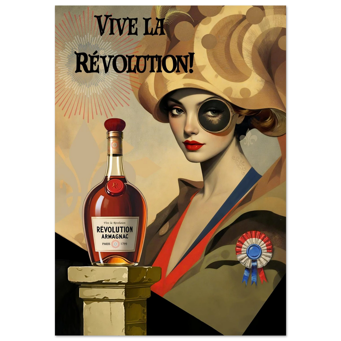 Vintage French Revolution Cognac Art Print No Frame 70x100 cm 28x40″ Classic Matte Paper Poster