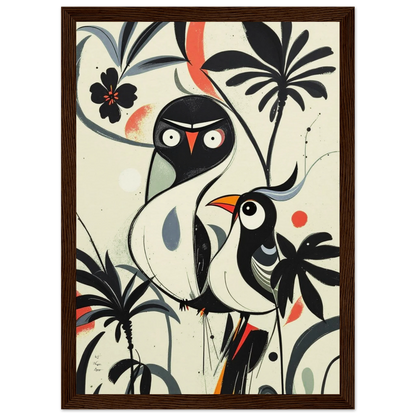 Abstract Bird Modern Tropical Art Print Dark Brown Wood Frame 21x29.7 cm 8x12" Museum-Quality Matte Wooden Framed Poster