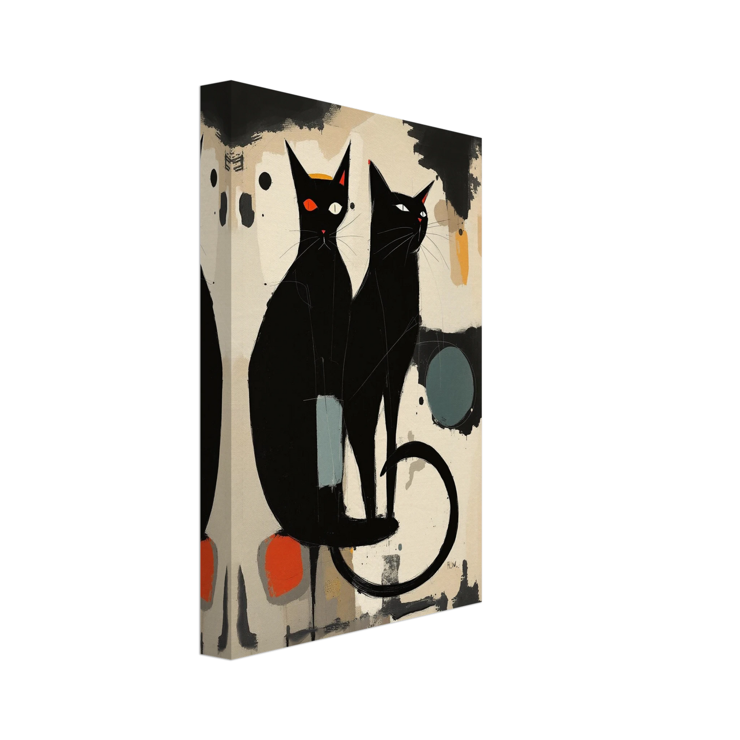 Abstract Crazy Cat Duo Art Print No Frame 20x30 cm 8x12″ Gallery Wrapped Canvas