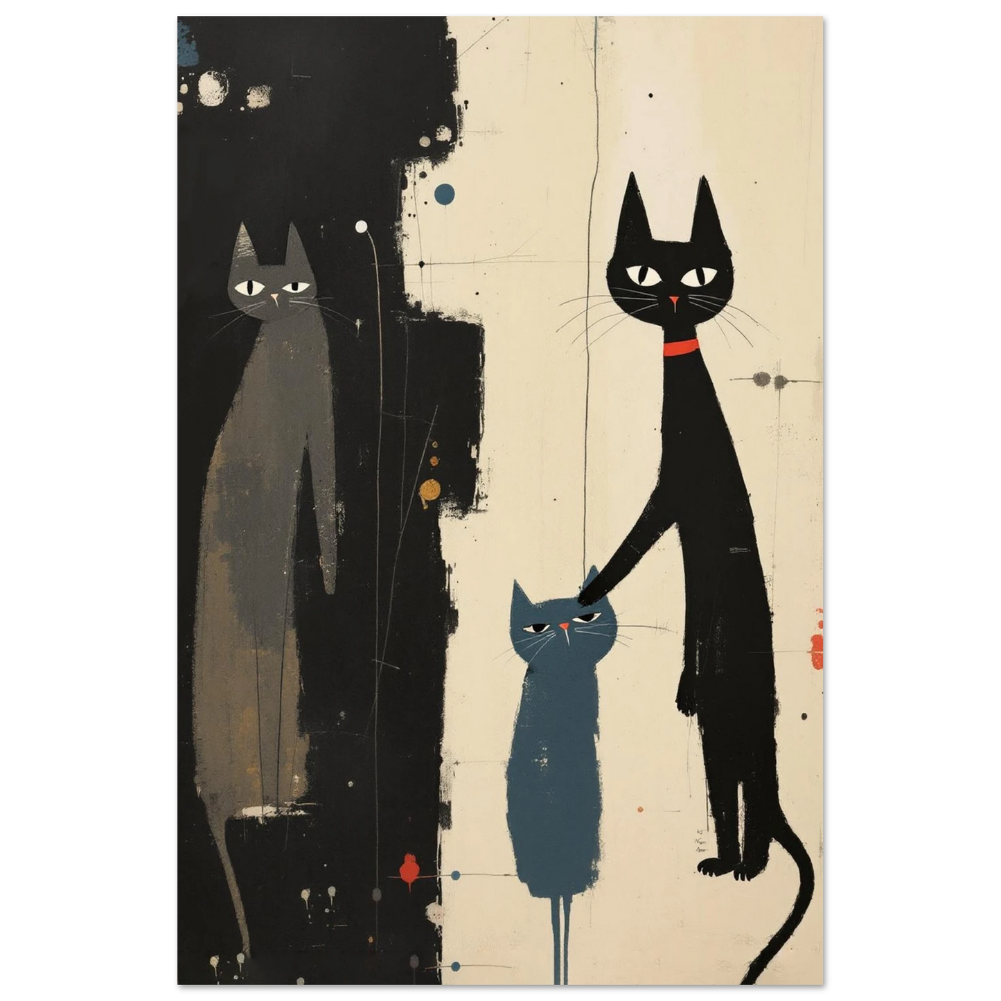 Abstract Cat Family Art Poster Print No Frame 40x60 cm 16x24″ Premium Matte Paper Poster
