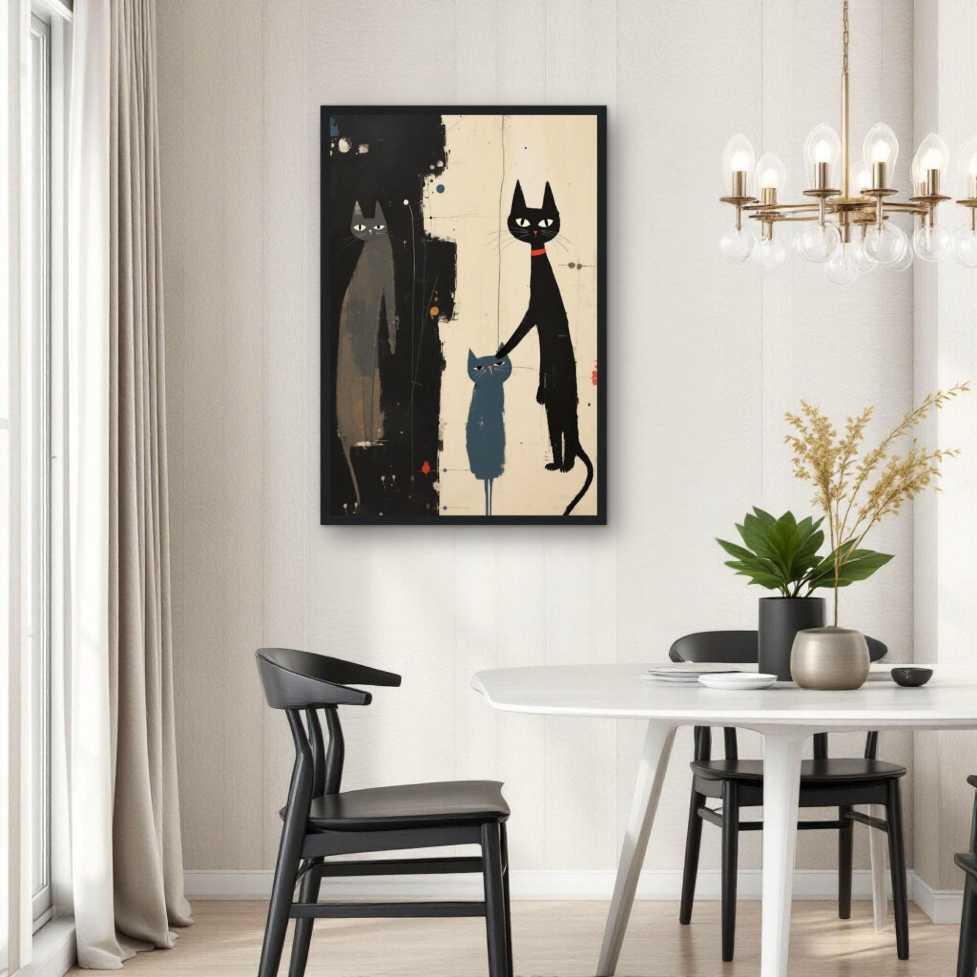 Abstract Cat Family Art Poster Print
