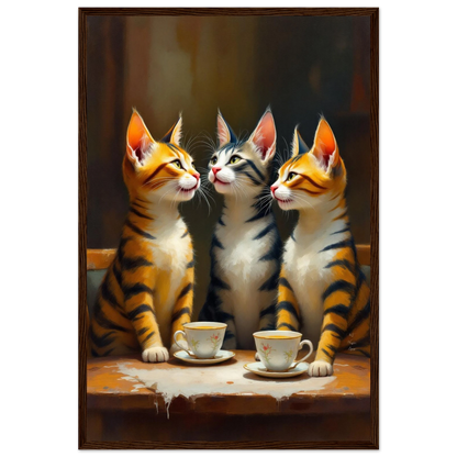 Tabby Cat Vintage Kitchen Art Print 40x60 cm 16x24″ Premium Matte Framed Poster Dark Brown Wood Frame