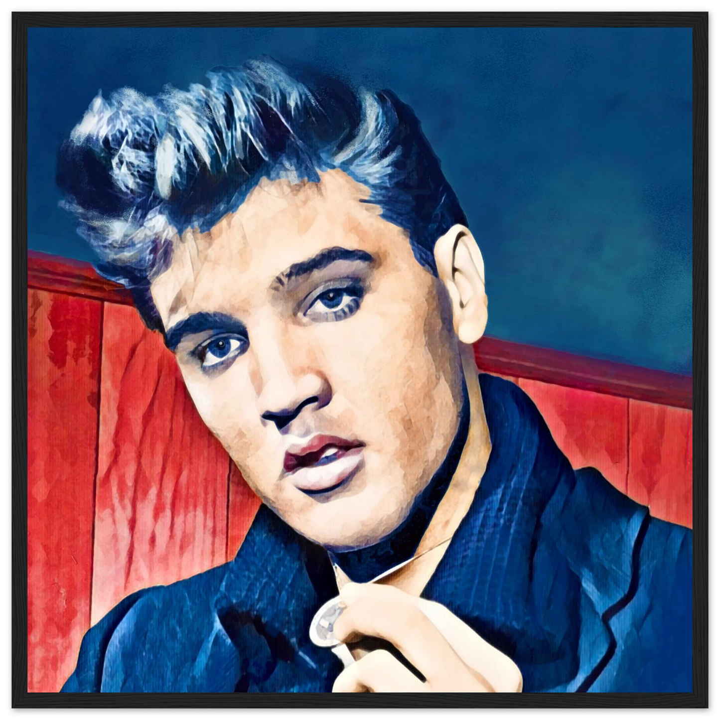 Young Elvis Presley Art Print Black Wood Frame 50x50 cm 20x20″ Premium Matte Framed Poster