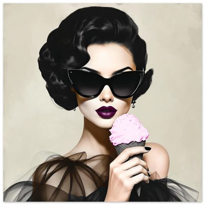 Retro Fashion Model Ice Cream Art Print 50x50 cm 20x20″ Classic Matte Paper Poster