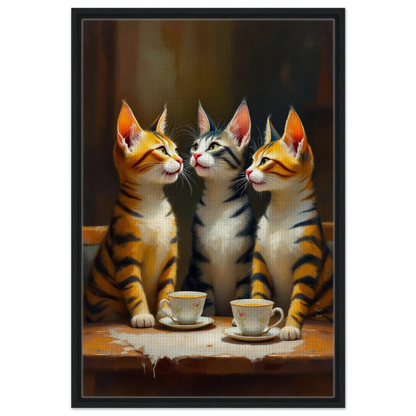 Tabby Cat Vintage Kitchen Art Print 60x90 cm 24x36″ Framed Canvas Black Wood Frame
