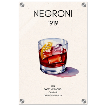 Negroni Cocktail Bar Art Print No Frame 30x45 cm 12x18″ Sleek Acrylic Print
