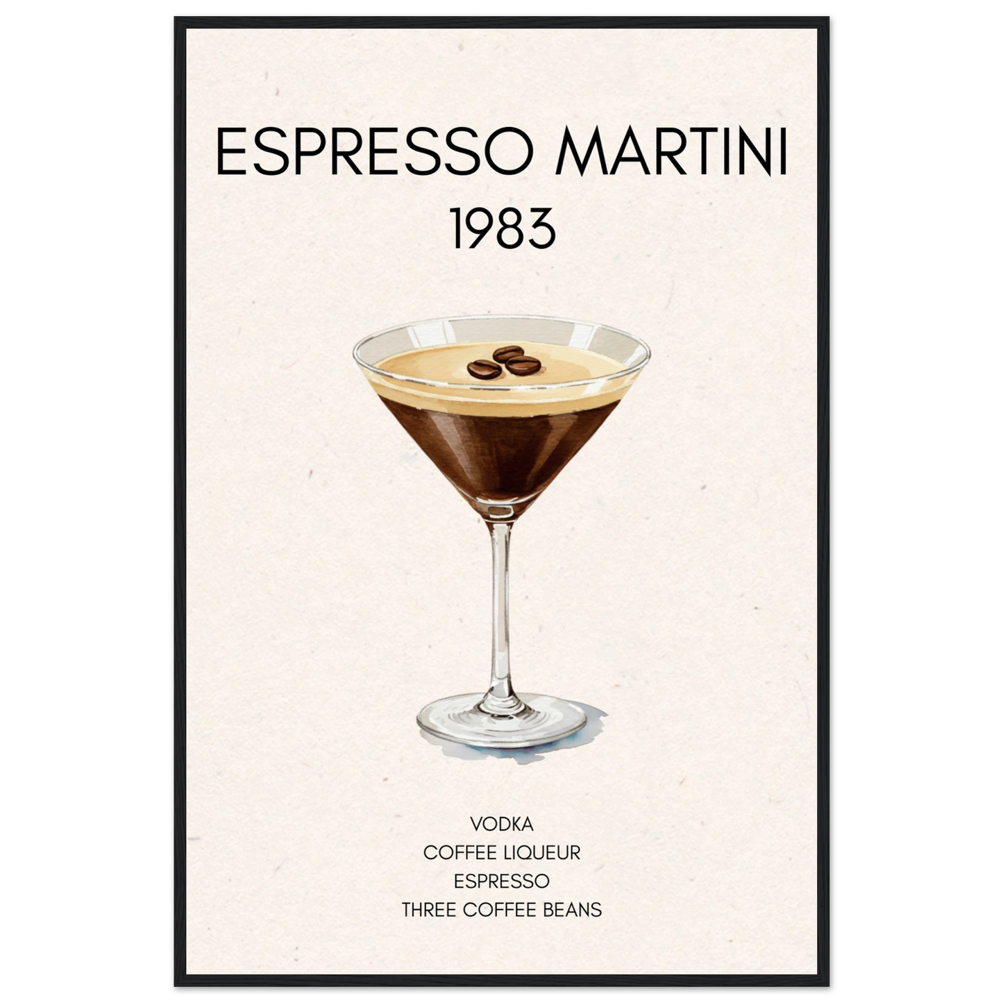 Espresso Martini Cocktail Bar Poster Print Black Wood Frame 60x90 cm 24x36″ Premium Matte Paper Wooden Framed Poster